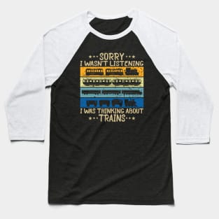 Retro Wagon Train Lover Railroad Conductor Funny Baseball T-Shirt